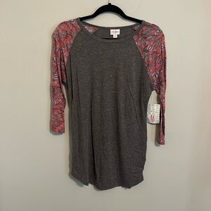 M Solid Body Floral Sleeve LuLaRoe Randy Tee
